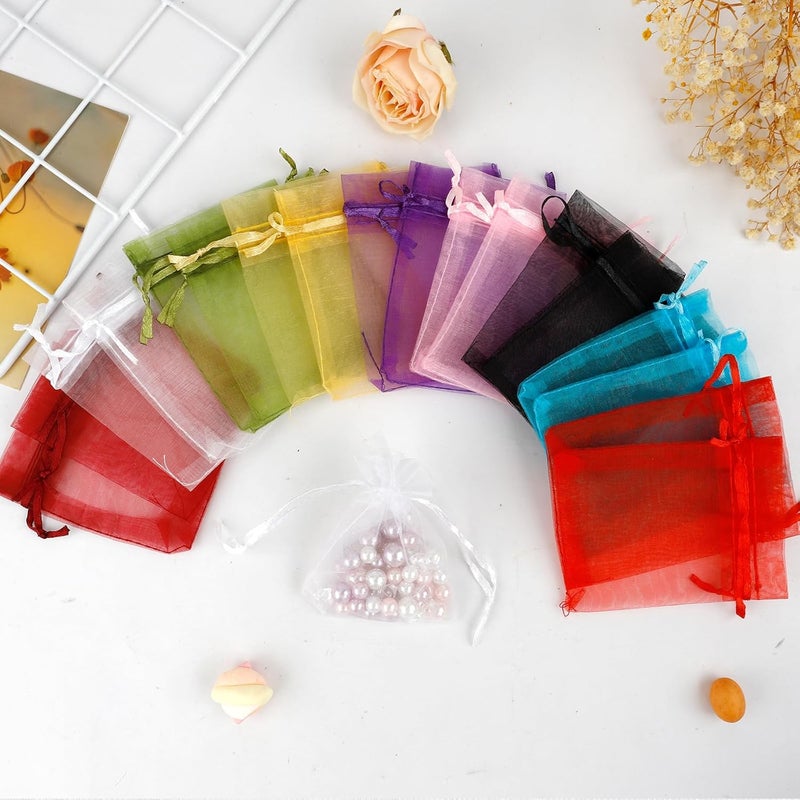 BOEIAC Organza Bags, Sheer Organza Bag, 50Pcs,Small Organza Bags with Drawstring 3 x 4 inch, Jewelry Gift Bags, Mesh Party Wedding Favor Bags Mini Candy Bags for Christmas Party, Mix Color - Image 3